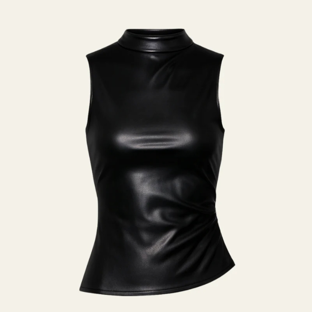 Vegan Leather Sleeveless Top